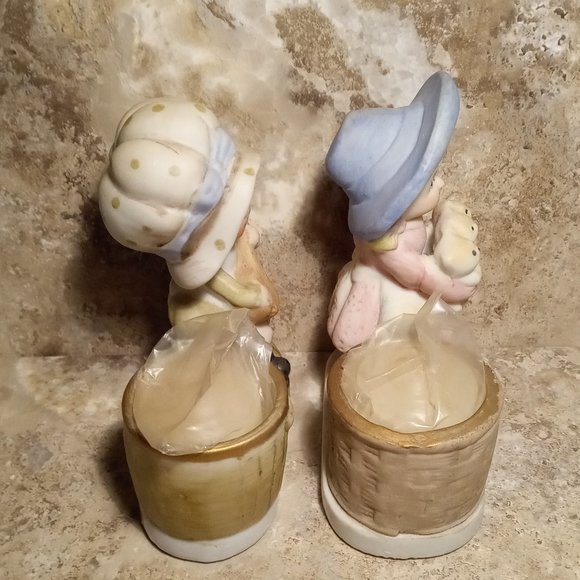 Pair Of Vintage Luvkins Candle Holders Hand Painted Porcelain - Picture 5 of 6